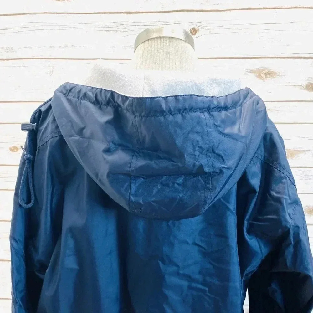 B&B SPORTS Men Zip Up Lined Hoodie Blue Casual Windbreaker Jacket Size Large - Picture 7 of 12